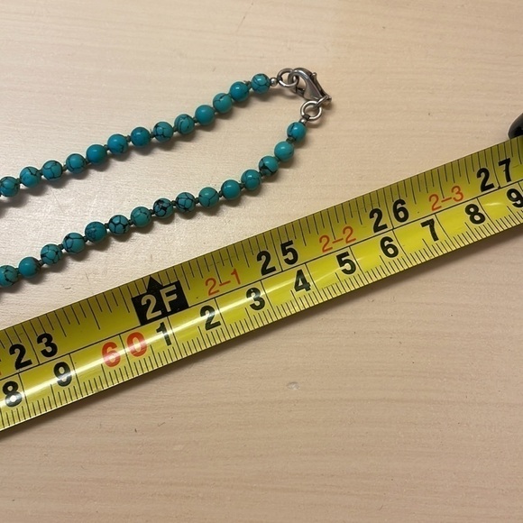 Turquoise Hand Knotted LONG Sterling Necklace— BEAUTIFUL!! Stand Alone or Layer! - Picture 8 of 10